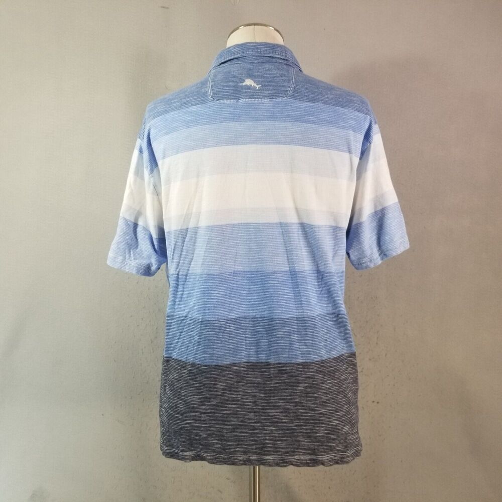 Tommy Bahama polo shirt men's XL extra large blue‎ stripe short sleeve cotton - Picture 7 of 11